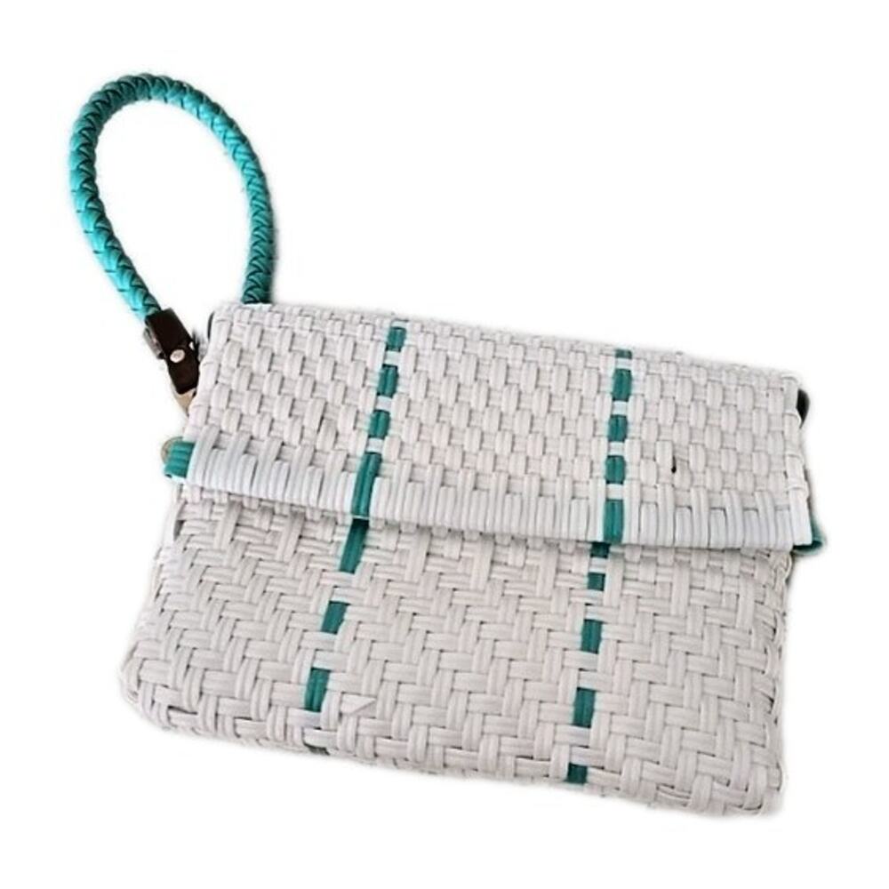 Maria Victoria Handwoven Clutch Bag Upcycled Woven Purse NWT Artisan Boho